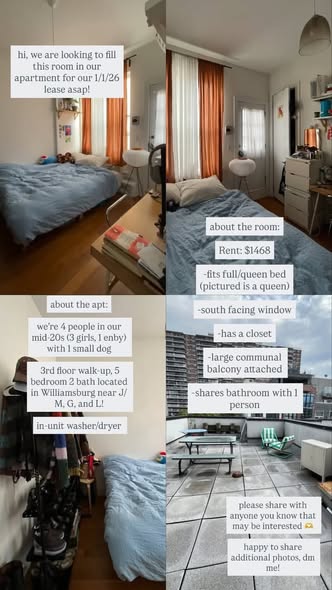 **1 room available in east williamsburg**hi! we're two poc roomies in our mid 20s seeking to fill on