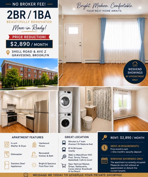 🏡 NO BROKER FEE | 2BR / 1BA | $2,890/MONTHWelcome to this bright, updated first-floor apartment in